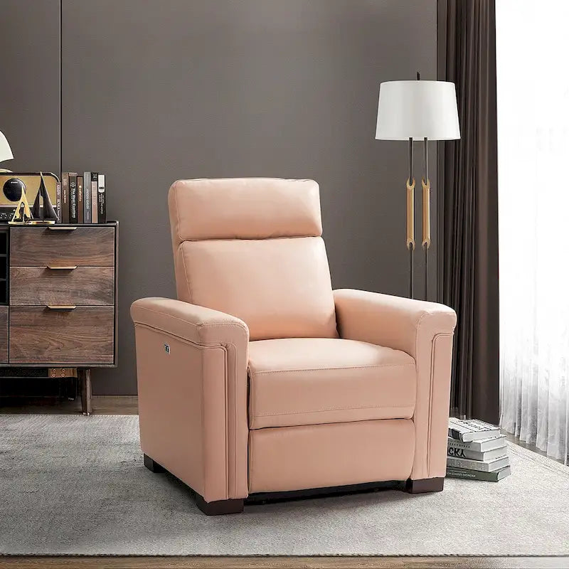 Fauteuil inclinable électrique monoplace multicolore avec port USB – Cuir véritable
