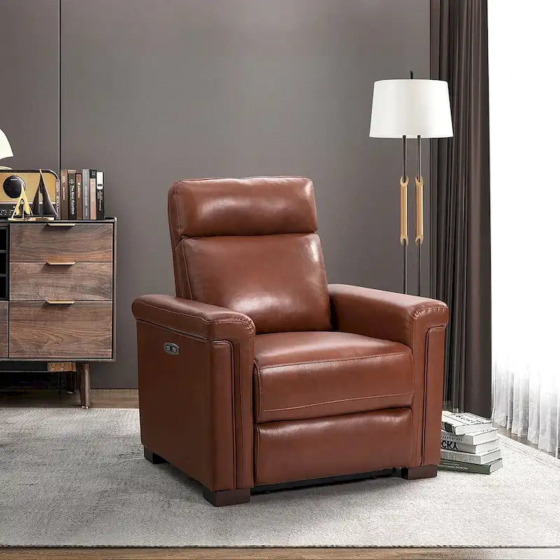 Fauteuil inclinable électrique monoplace multicolore avec port USB – Cuir véritable
