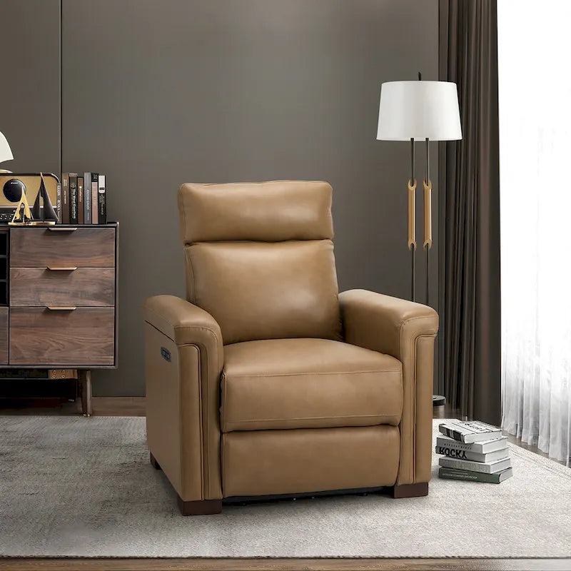 Fauteuil inclinable électrique monoplace multicolore avec port USB – Cuir véritable