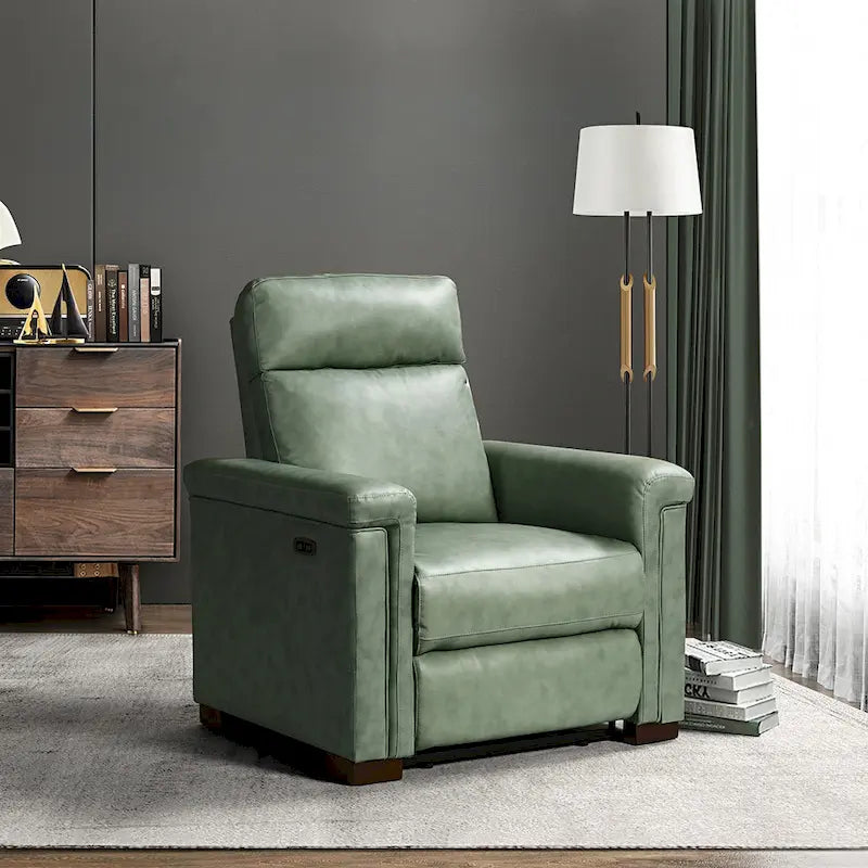 Fauteuil inclinable électrique monoplace multicolore avec port USB – Cuir véritable