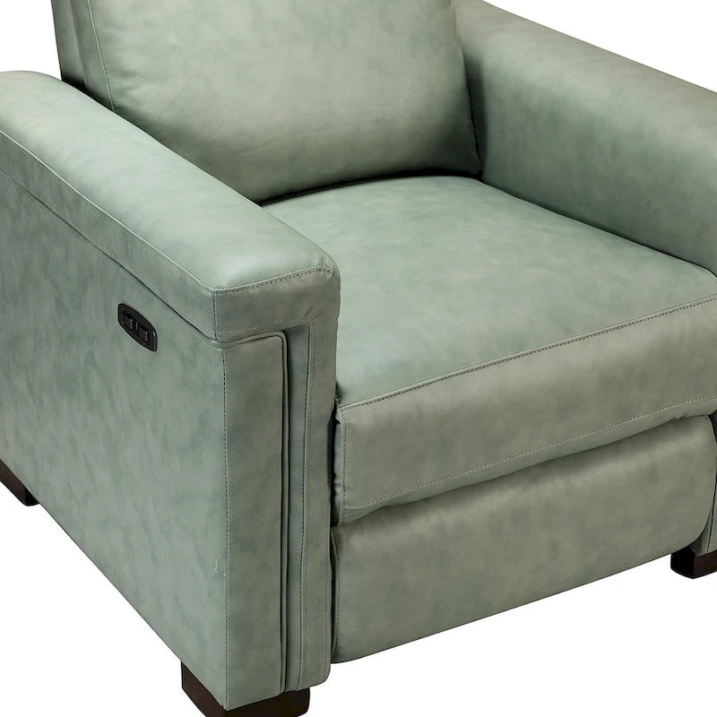 Fauteuil inclinable électrique monoplace multicolore avec port USB – Cuir véritable
