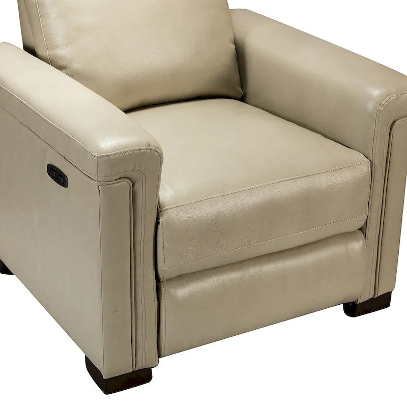 Fauteuil inclinable électrique monoplace multicolore avec port USB – Cuir véritable
