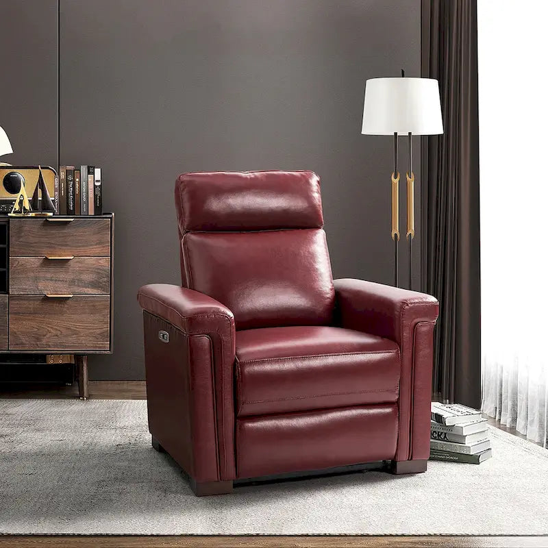 Fauteuil inclinable électrique monoplace multicolore avec port USB – Cuir véritable