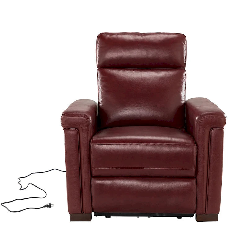 Fauteuil inclinable électrique monoplace multicolore avec port USB – Cuir véritable
