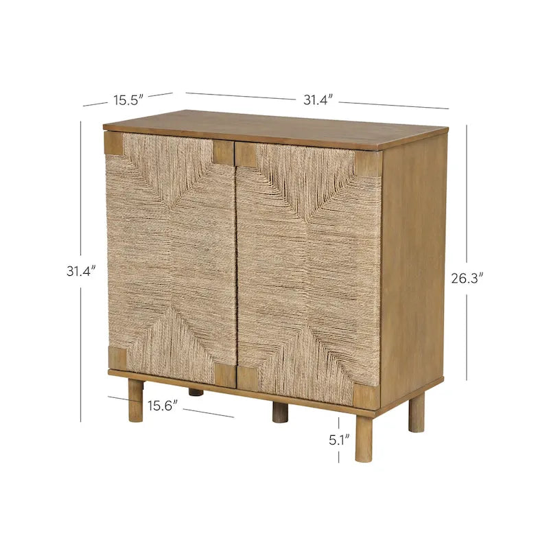 Armoire d'appoint en bois avec porte en jonc de mer noir/marron/blanc et étagère réglable, 1 à 4 pièces