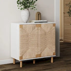 Armoire d'appoint en bois avec porte en jonc de mer noir/marron/blanc et étagère réglable, 1 à 4 pièces
