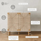 Armoire d'appoint en bois avec porte en jonc de mer noir/marron/blanc et étagère réglable, 1 à 4 pièces