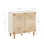 Armoire d'appoint en bois avec porte en jonc de mer noir/marron/blanc et étagère réglable, 1 à 4 pièces