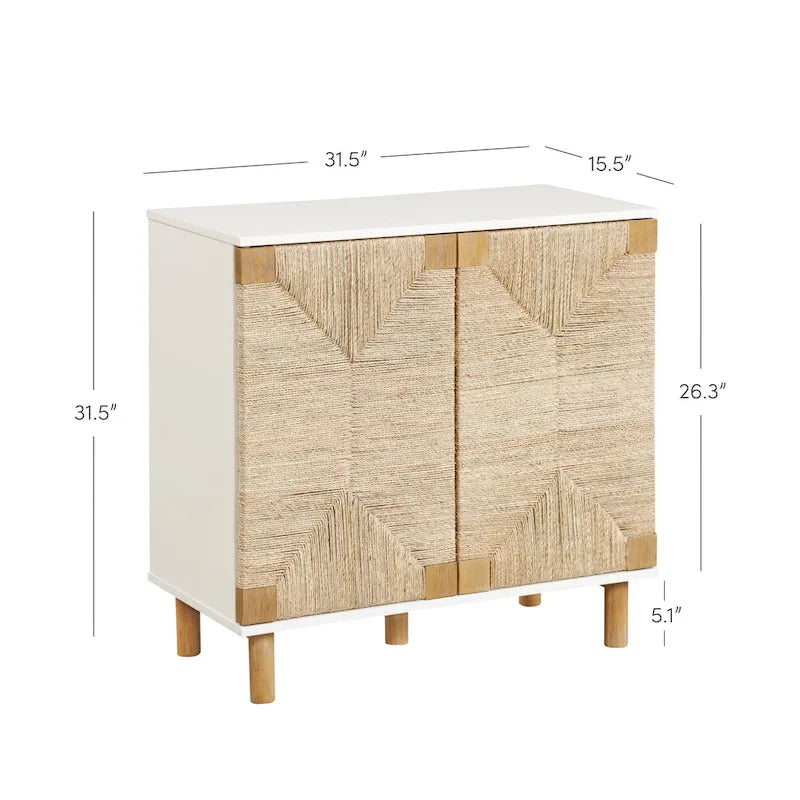 Armoire d'appoint en bois avec porte en jonc de mer noir/marron/blanc et étagère réglable, 1 à 4 pièces
