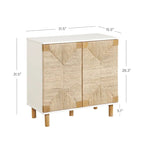 Armoire d'appoint en bois avec porte en jonc de mer noir/marron/blanc et étagère réglable, 1 à 4 pièces
