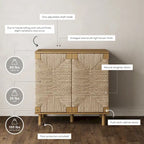 Armoire d'appoint en bois avec porte en jonc de mer noir/marron/blanc et étagère réglable, 1 à 4 pièces