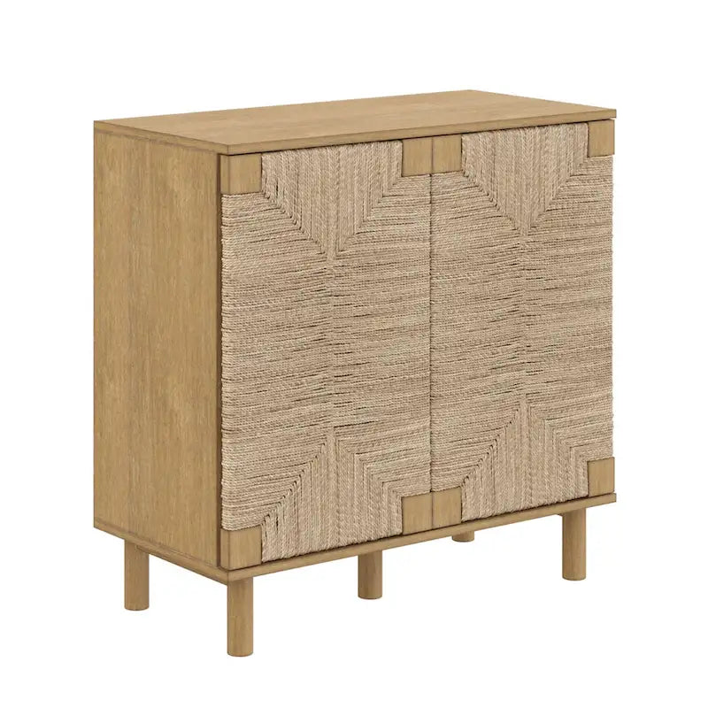 Armoire d'appoint en bois avec porte en jonc de mer noir/marron/blanc et étagère réglable, 1 à 4 pièces