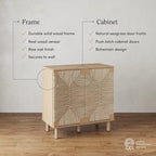 Armoire d'appoint en bois avec porte en jonc de mer noir/marron/blanc et étagère réglable, 1 à 4 pièces