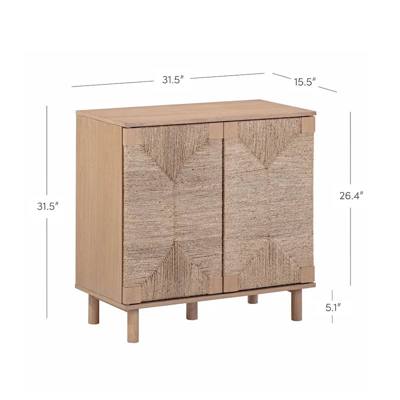 Armoire d'appoint en bois avec porte en jonc de mer noir/marron/blanc et étagère réglable, 1 à 4 pièces