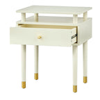 Table d'appoint à un tiroir de style Mid-Century, blanc antique/noyer/rose poudré pour 1 personne