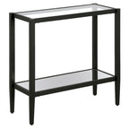 Table d'appoint rectangulaire en bronze noirci/laiton antique avec étagère en verre, assemblage par 1 personne