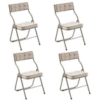 Chaise de salle à manger pliante en velours capitonné Kaki / Gris / Vert / Bleu, lot de 4