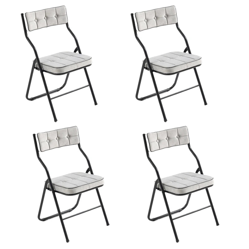 Chaise de salle à manger pliante en velours capitonné Kaki / Gris / Vert / Bleu, lot de 4
