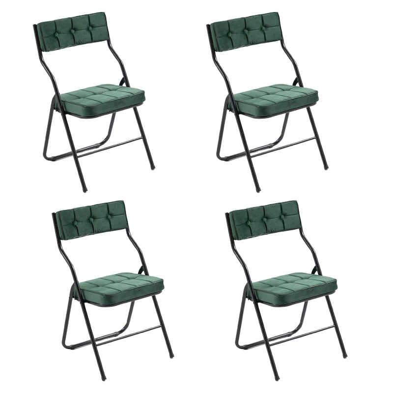 Chaise de salle à manger pliante en velours capitonné Kaki / Gris / Vert / Bleu, lot de 4
