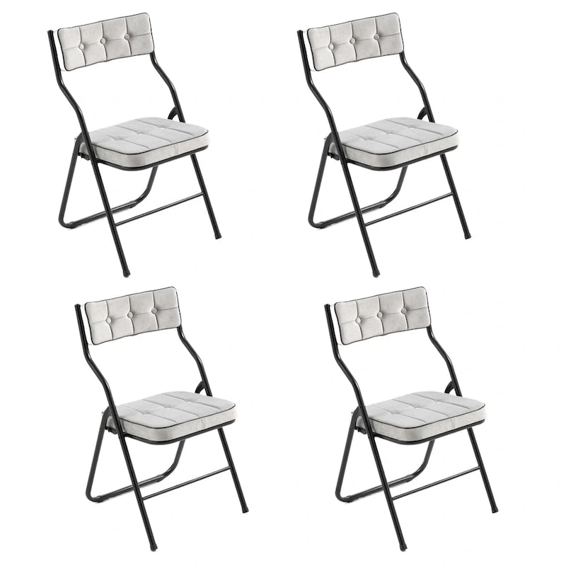 Chaise de salle à manger pliante en velours capitonné Kaki / Gris / Vert / Bleu, lot de 4