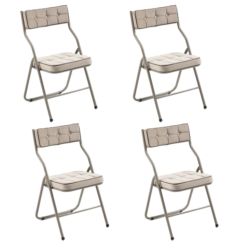 Chaise de salle à manger pliante en velours capitonné Kaki / Gris / Vert / Bleu, lot de 4