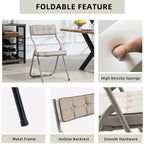 Chaise de salle à manger pliante en velours capitonné Kaki / Gris / Vert / Bleu, lot de 4