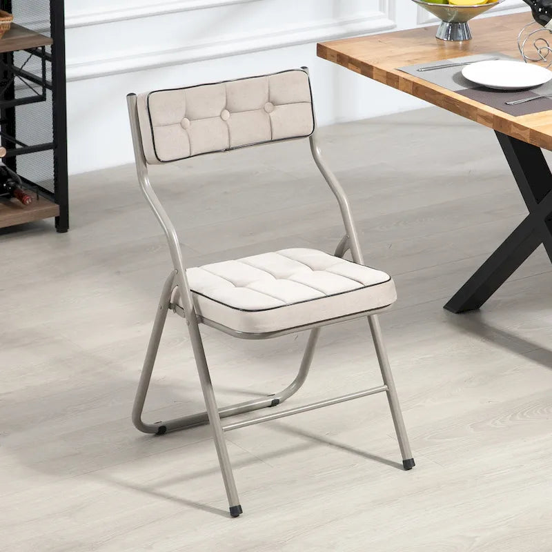 Chaise de salle à manger pliante en velours capitonné Kaki / Gris / Vert / Bleu, lot de 4