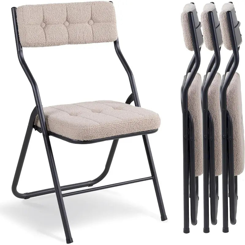 Chaise de salle à manger pliante en velours capitonné Kaki / Gris / Vert / Bleu, lot de 4