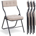 Chaise de salle à manger pliante en velours capitonné Kaki / Gris / Vert / Bleu, lot de 4