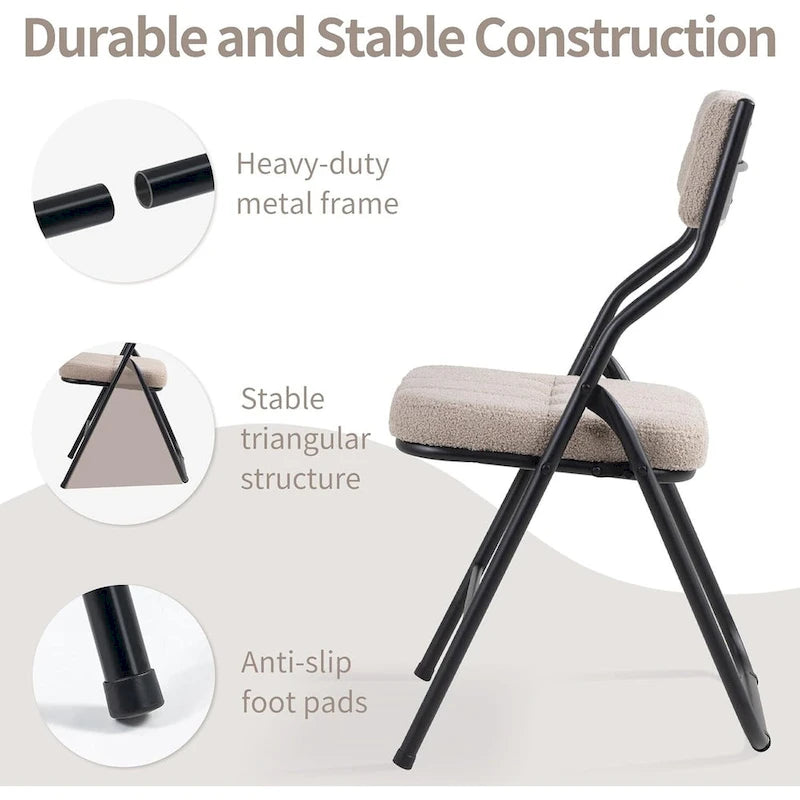 Chaise de salle à manger pliante en velours capitonné Kaki / Gris / Vert / Bleu, lot de 4