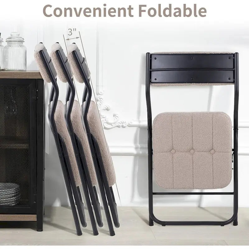 Chaise de salle à manger pliante en velours capitonné Kaki / Gris / Vert / Bleu, lot de 4