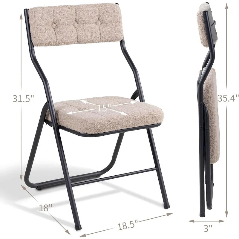 Chaise de salle à manger pliante en velours capitonné Kaki / Gris / Vert / Bleu, lot de 4