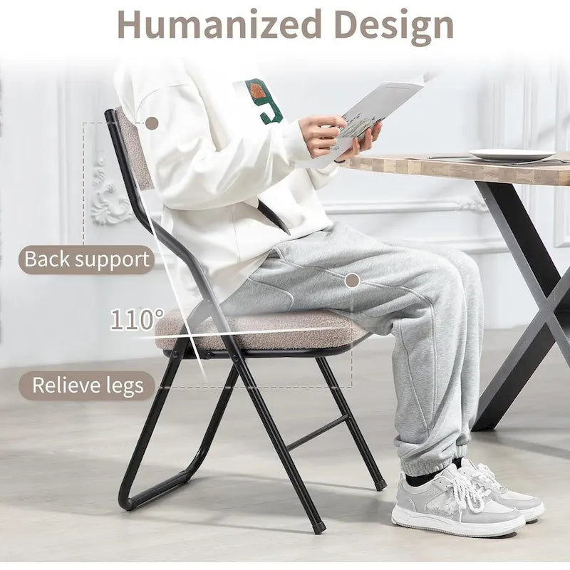 Chaise de salle à manger pliante en velours capitonné Kaki / Gris / Vert / Bleu, lot de 4