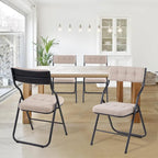 Chaise de salle à manger pliante en velours capitonné Kaki / Gris / Vert / Bleu, lot de 4