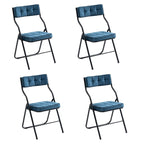 Chaise de salle à manger pliante en velours capitonné Kaki / Gris / Vert / Bleu, lot de 4