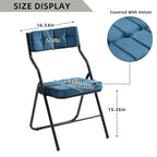 Chaise de salle à manger pliante en velours capitonné Kaki / Gris / Vert / Bleu, lot de 4