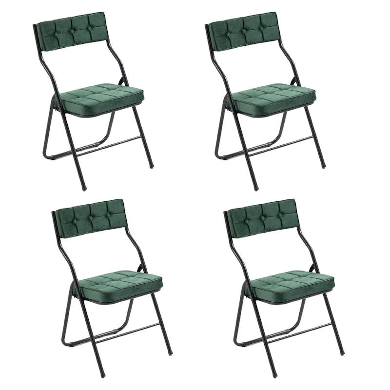Chaise de salle à manger pliante en velours capitonné Kaki / Gris / Vert / Bleu, lot de 4