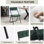 Chaise de salle à manger pliante en velours capitonné Kaki / Gris / Vert / Bleu, lot de 4