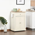 Dessertes de cuisine roulantes blanc/gris/noir avec tiroir, armoire et 2 porte-serviettes, assemblage par 1 personne
