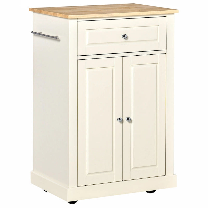 Dessertes de cuisine roulantes blanc/gris/noir avec tiroir, armoire et 2 porte-serviettes, assemblage par 1 personne