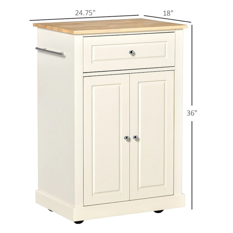 Dessertes de cuisine roulantes blanc/gris/noir avec tiroir, armoire et 2 porte-serviettes, assemblage par 1 personne