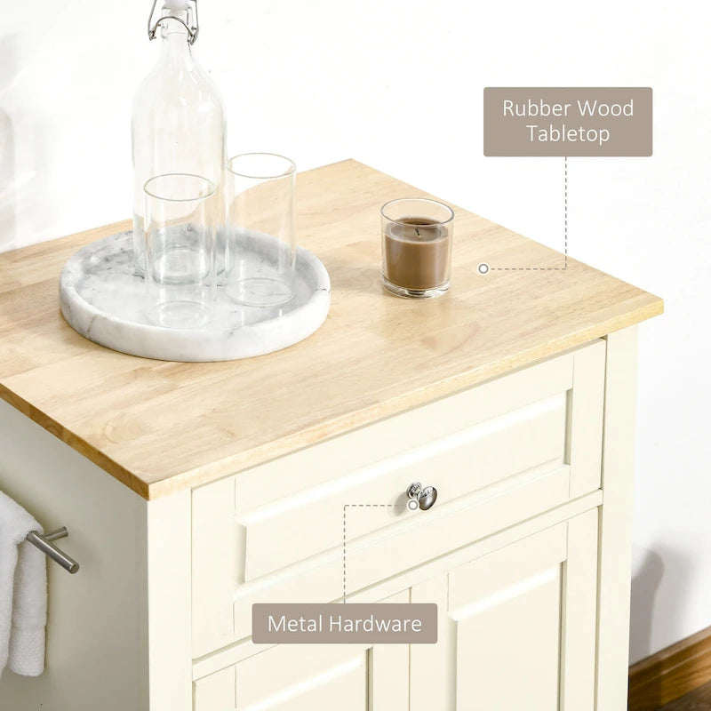 Dessertes de cuisine roulantes blanc/gris/noir avec tiroir, armoire et 2 porte-serviettes, assemblage par 1 personne