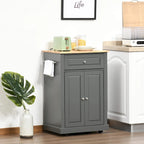 Dessertes de cuisine roulantes blanc/gris/noir avec tiroir, armoire et 2 porte-serviettes, assemblage par 1 personne