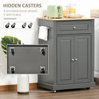 Dessertes de cuisine roulantes blanc/gris/noir avec tiroir, armoire et 2 porte-serviettes, assemblage par 1 personne