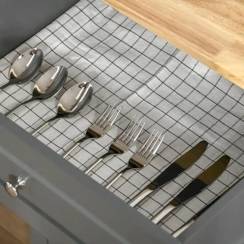 Dessertes de cuisine roulantes blanc/gris/noir avec tiroir, armoire et 2 porte-serviettes, assemblage par 1 personne