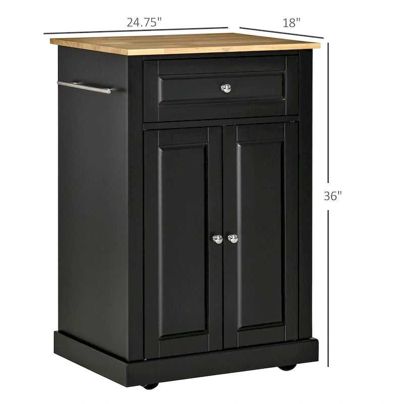 Dessertes de cuisine roulantes blanc/gris/noir avec tiroir, armoire et 2 porte-serviettes, assemblage par 1 personne