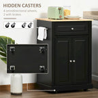 Dessertes de cuisine roulantes blanc/gris/noir avec tiroir, armoire et 2 porte-serviettes, assemblage par 1 personne