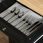 Dessertes de cuisine roulantes blanc/gris/noir avec tiroir, armoire et 2 porte-serviettes, assemblage par 1 personne
