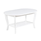 Table basse ovale avec étagère, 2 niveaux, pour 2 personnes - Espresso / Blanc / Noir