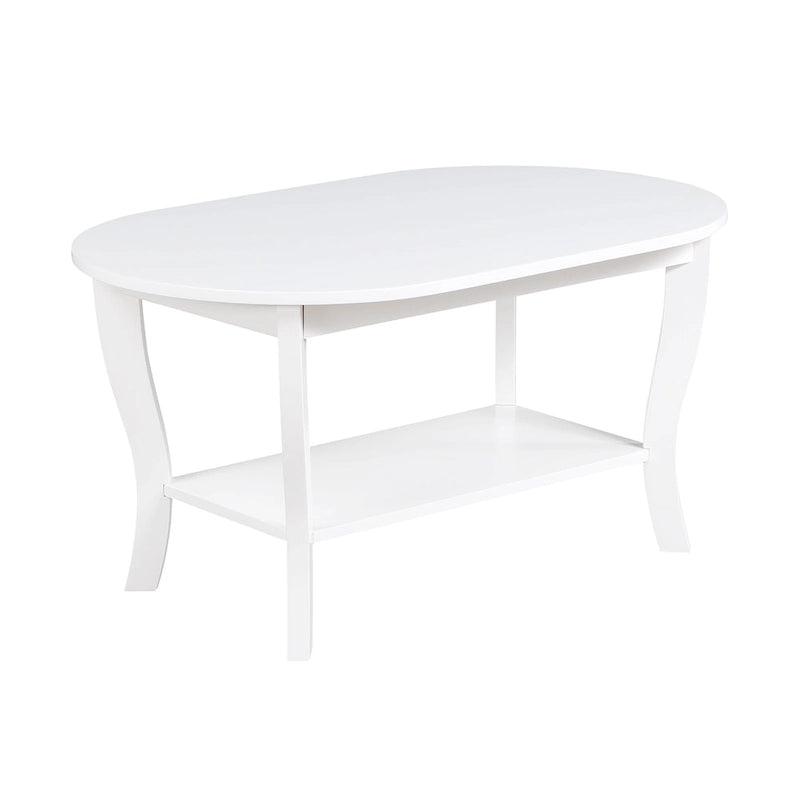 Table basse ovale avec étagère, 2 niveaux, pour 2 personnes - Espresso / Blanc / Noir